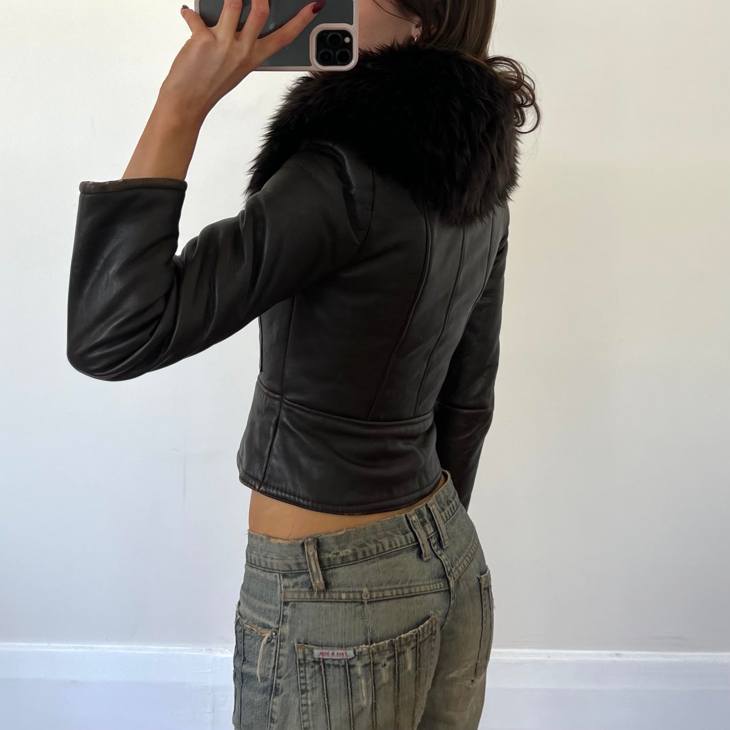 leather faux fur jacket