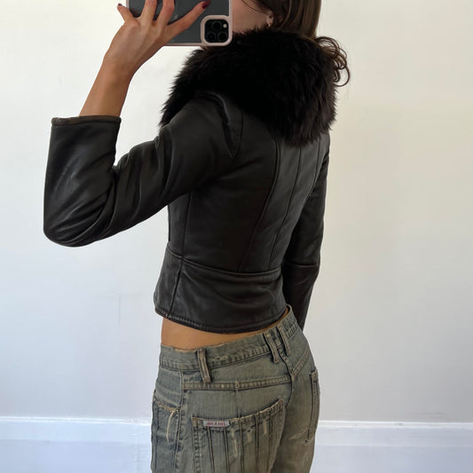 leather faux fur jacket