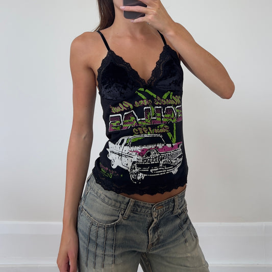 graphic print velvet cami