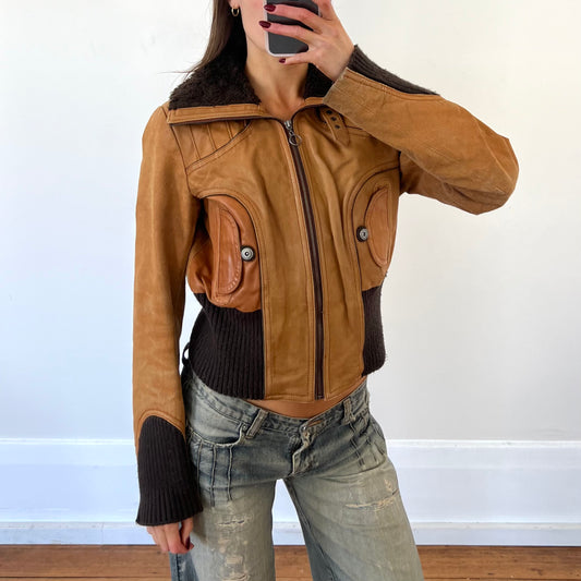 tan/brown leather jacket