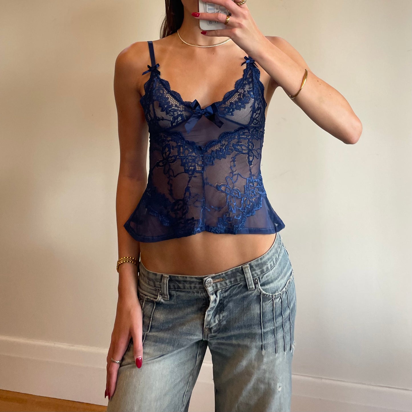 dark blue lace cami