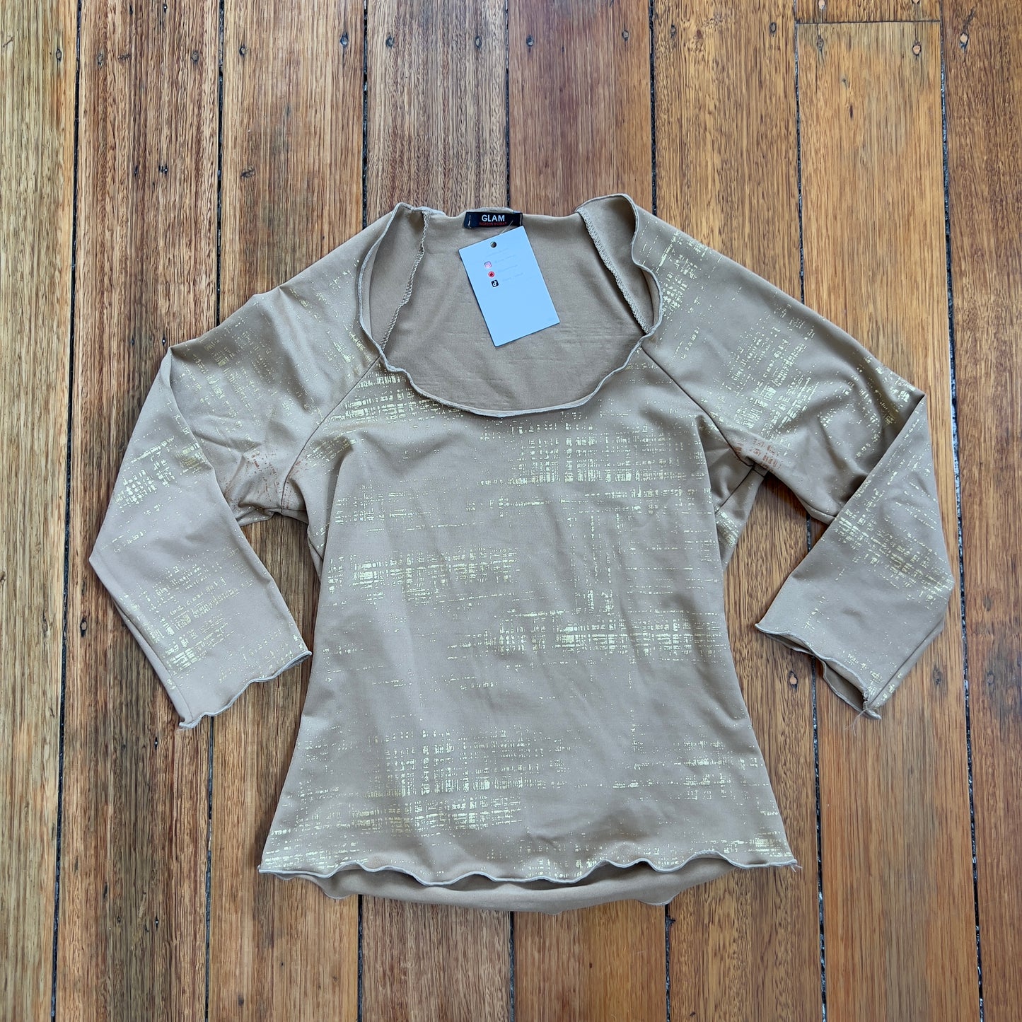 gold tan 3/4 sleeve top