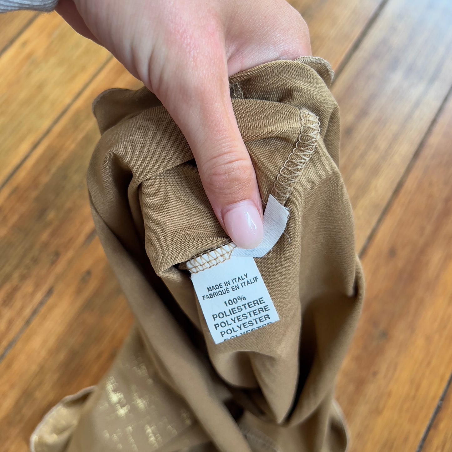 gold tan 3/4 sleeve top