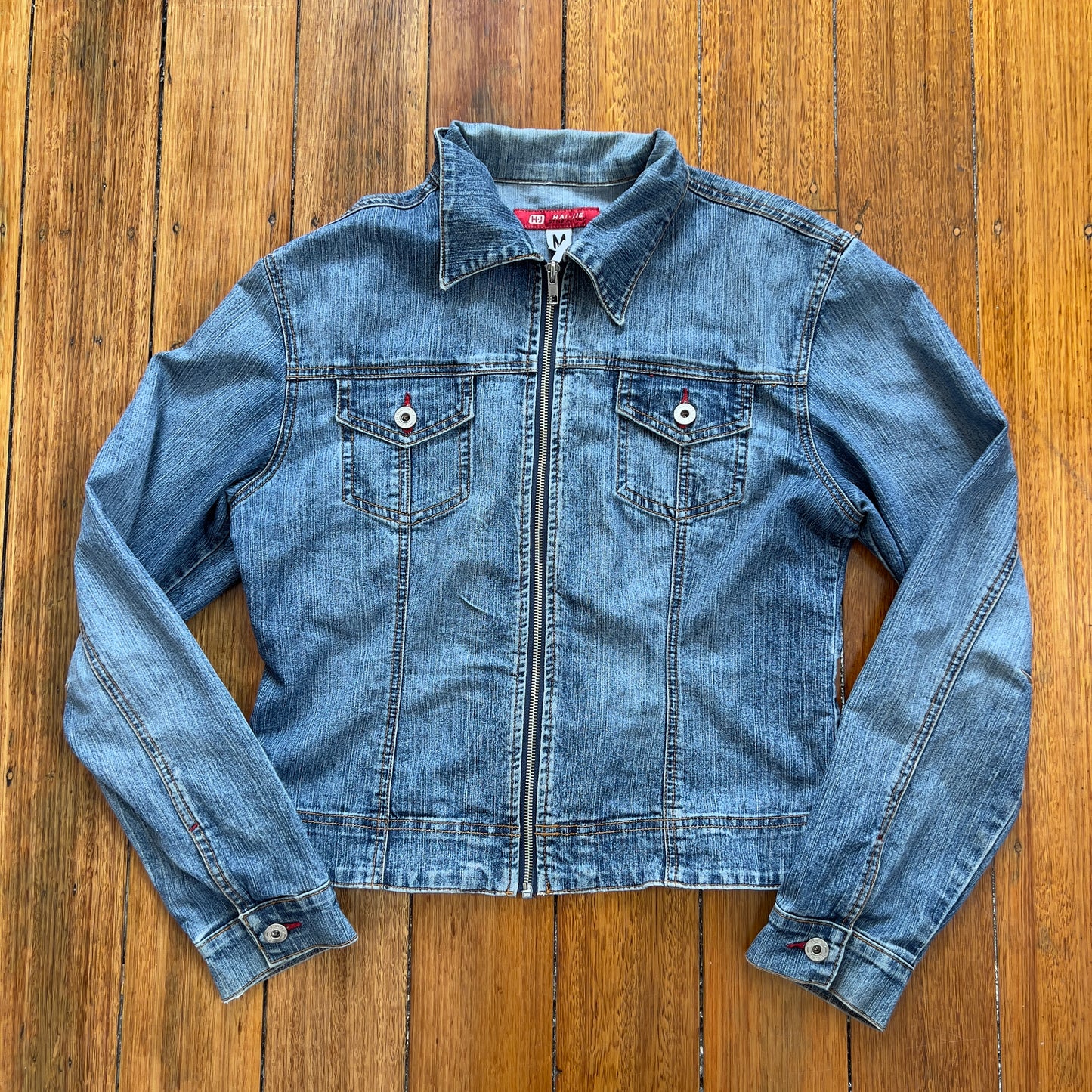 zip-up denim jacket