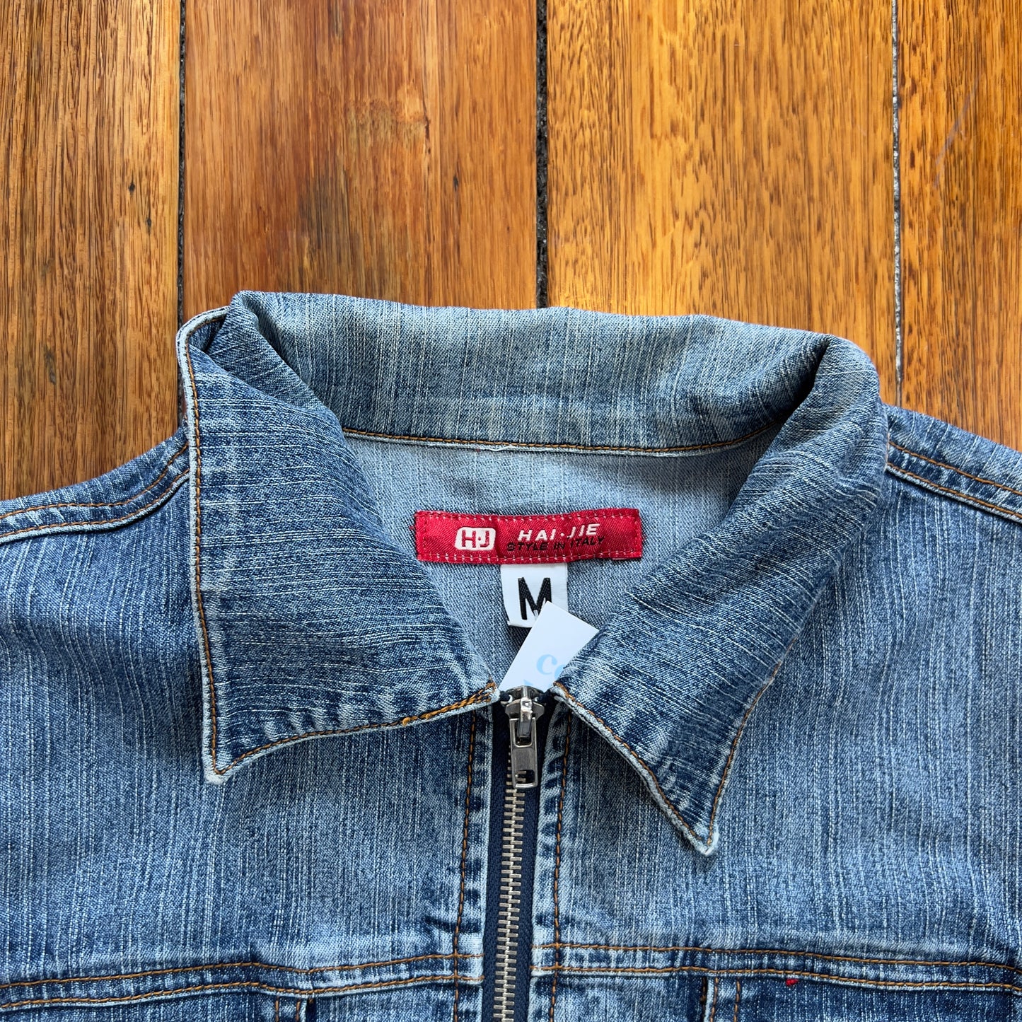 zip-up denim jacket