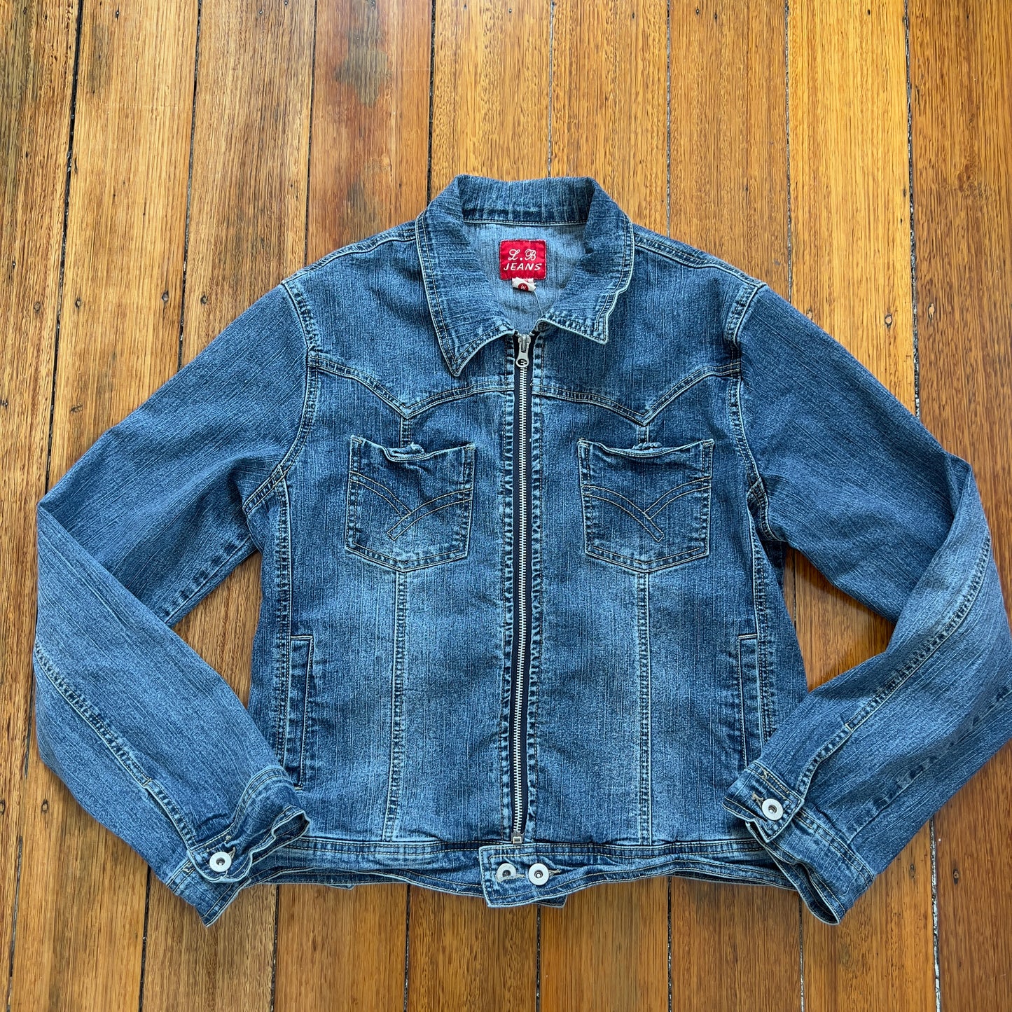 zip-up denim jacket