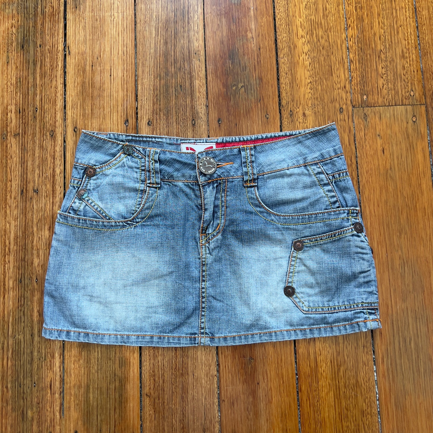 denim mini skirt