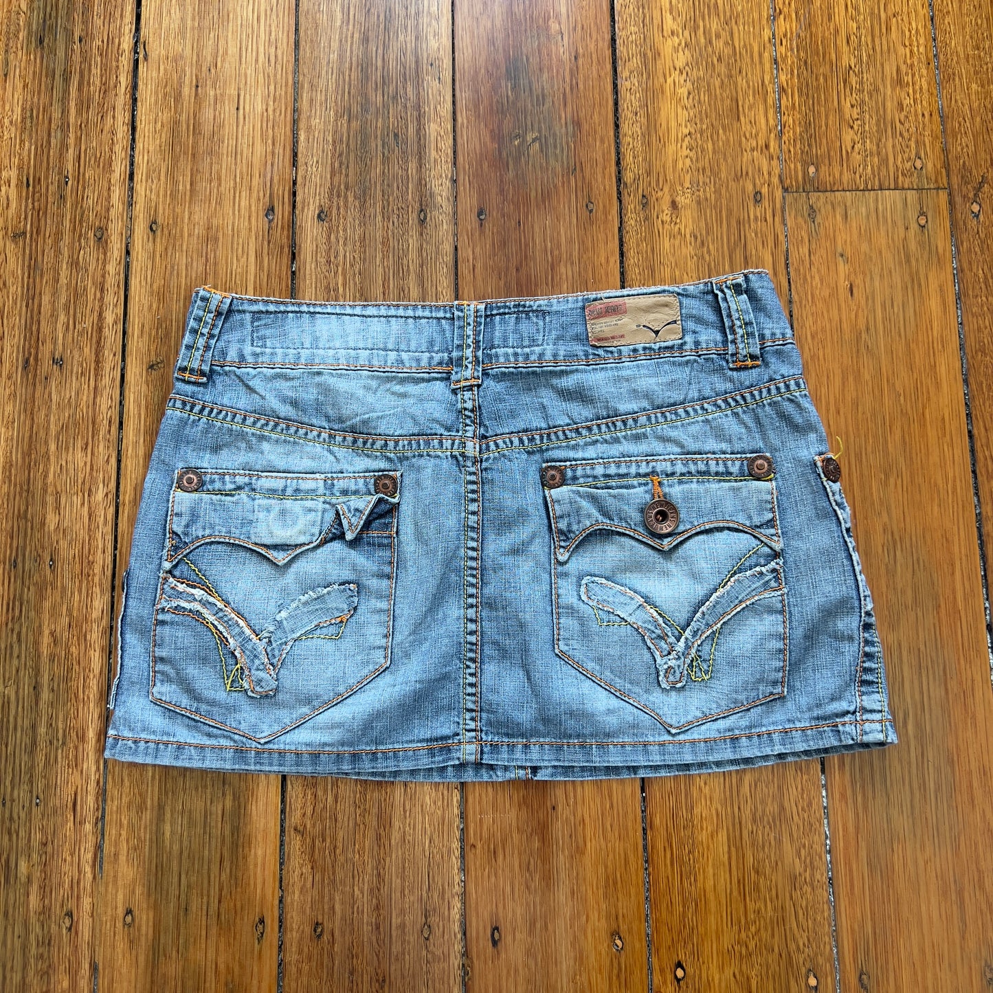 denim mini skirt