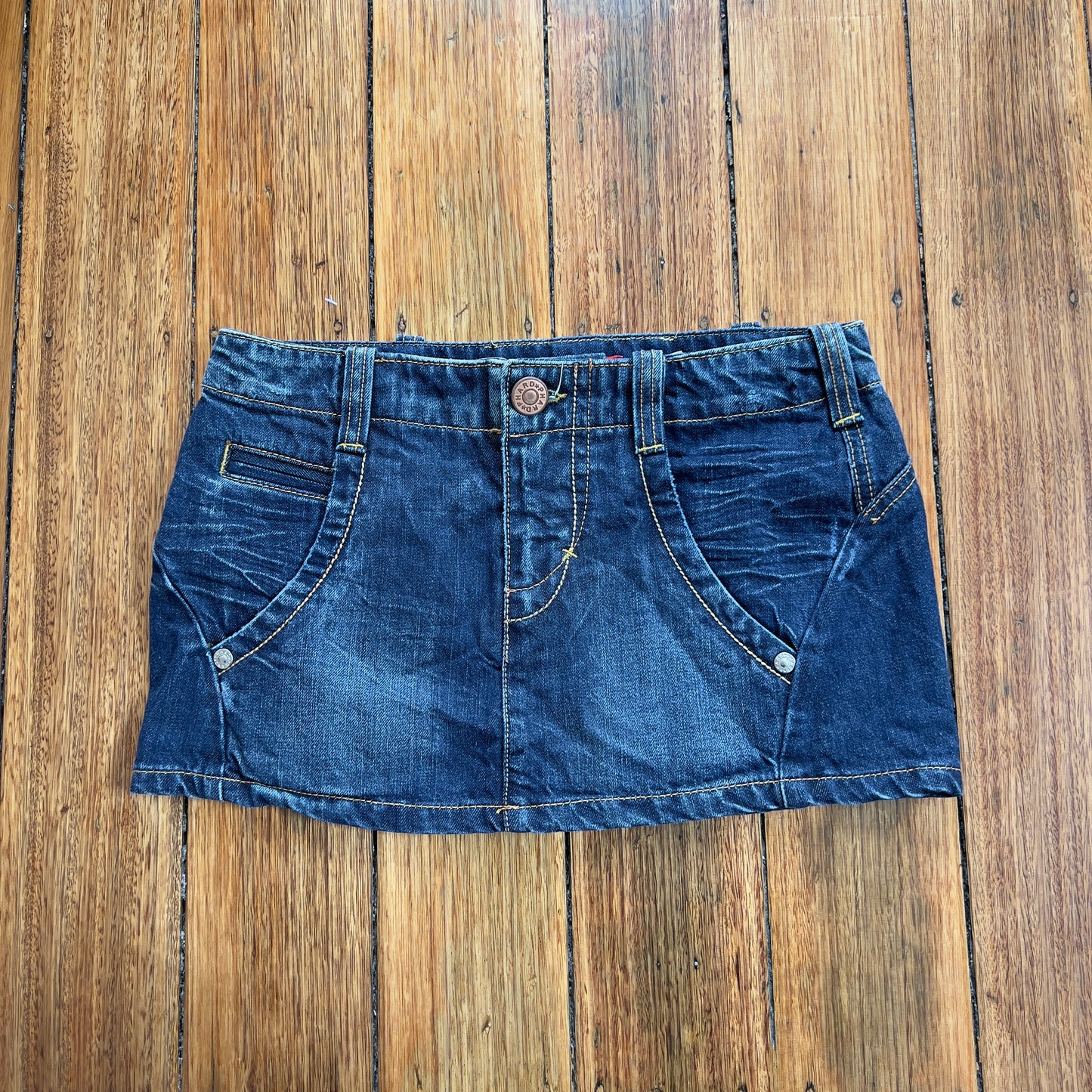 dark denim mini skirt
