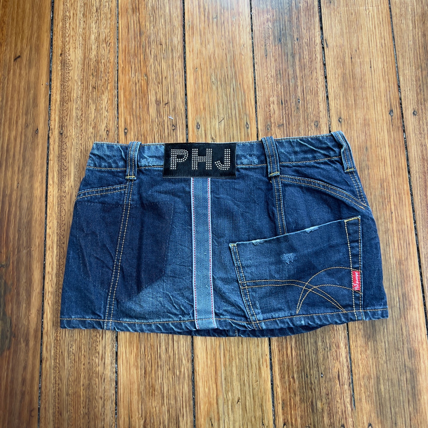 dark denim mini skirt