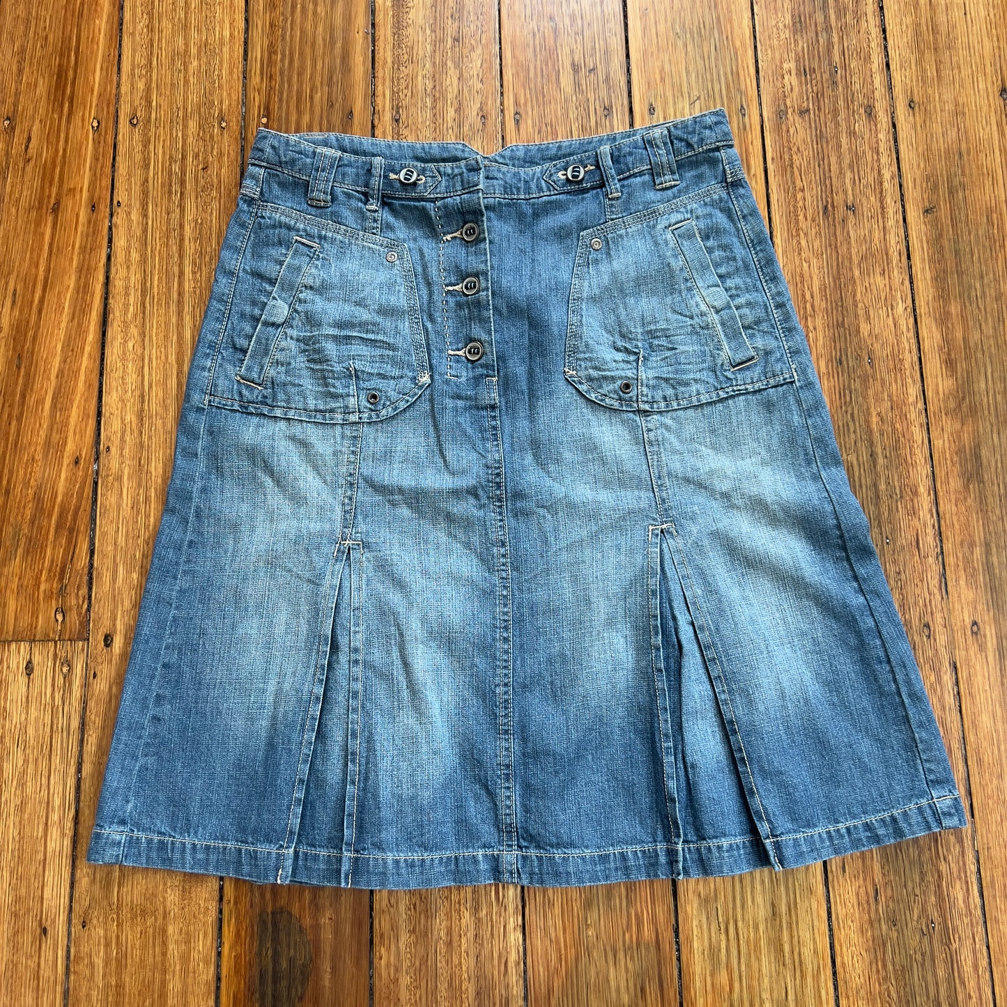 denim midi skirt
