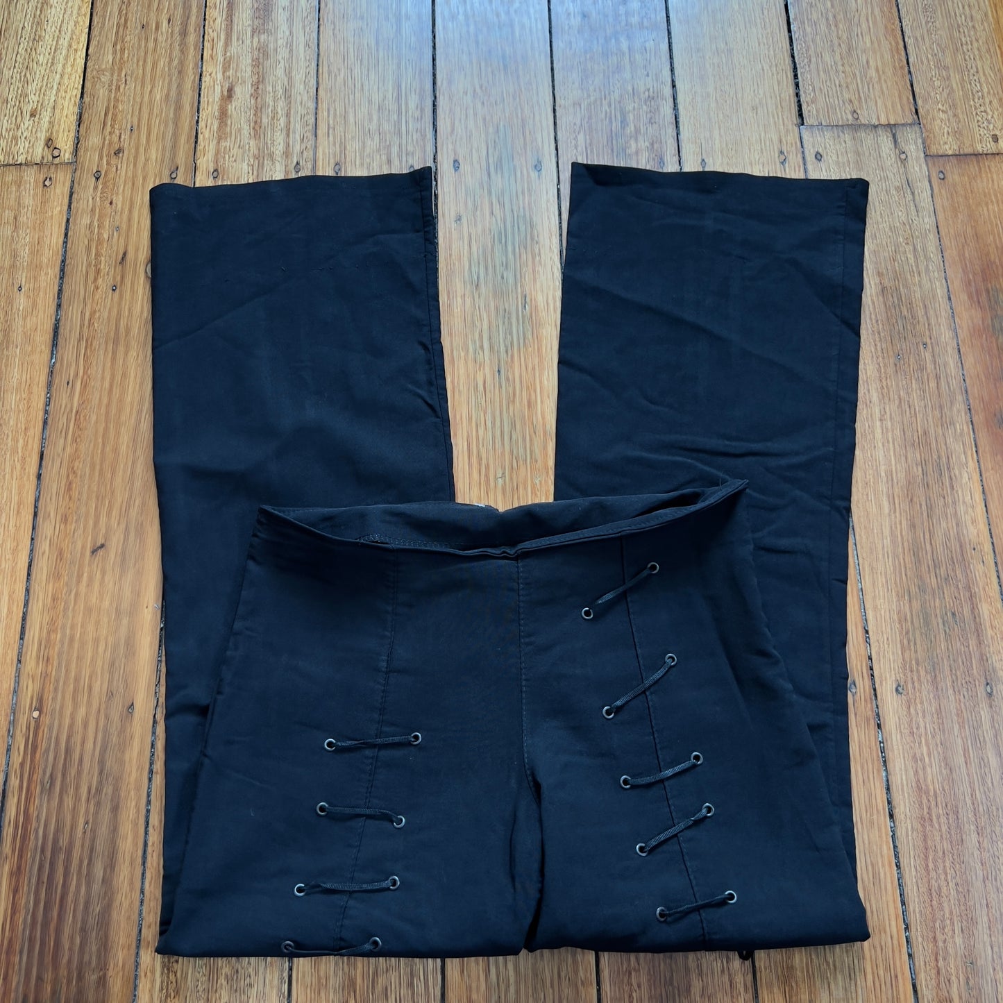 black lace-up trousers