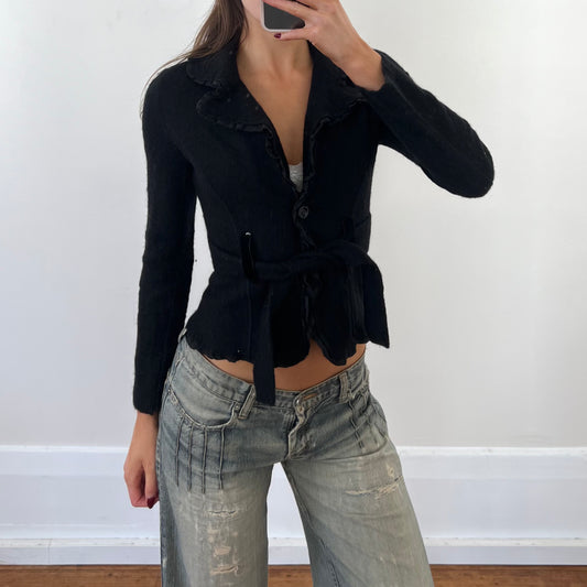 wool tie up jacket