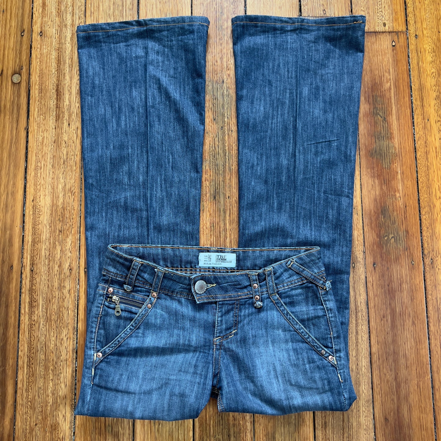 low rise flared jeans