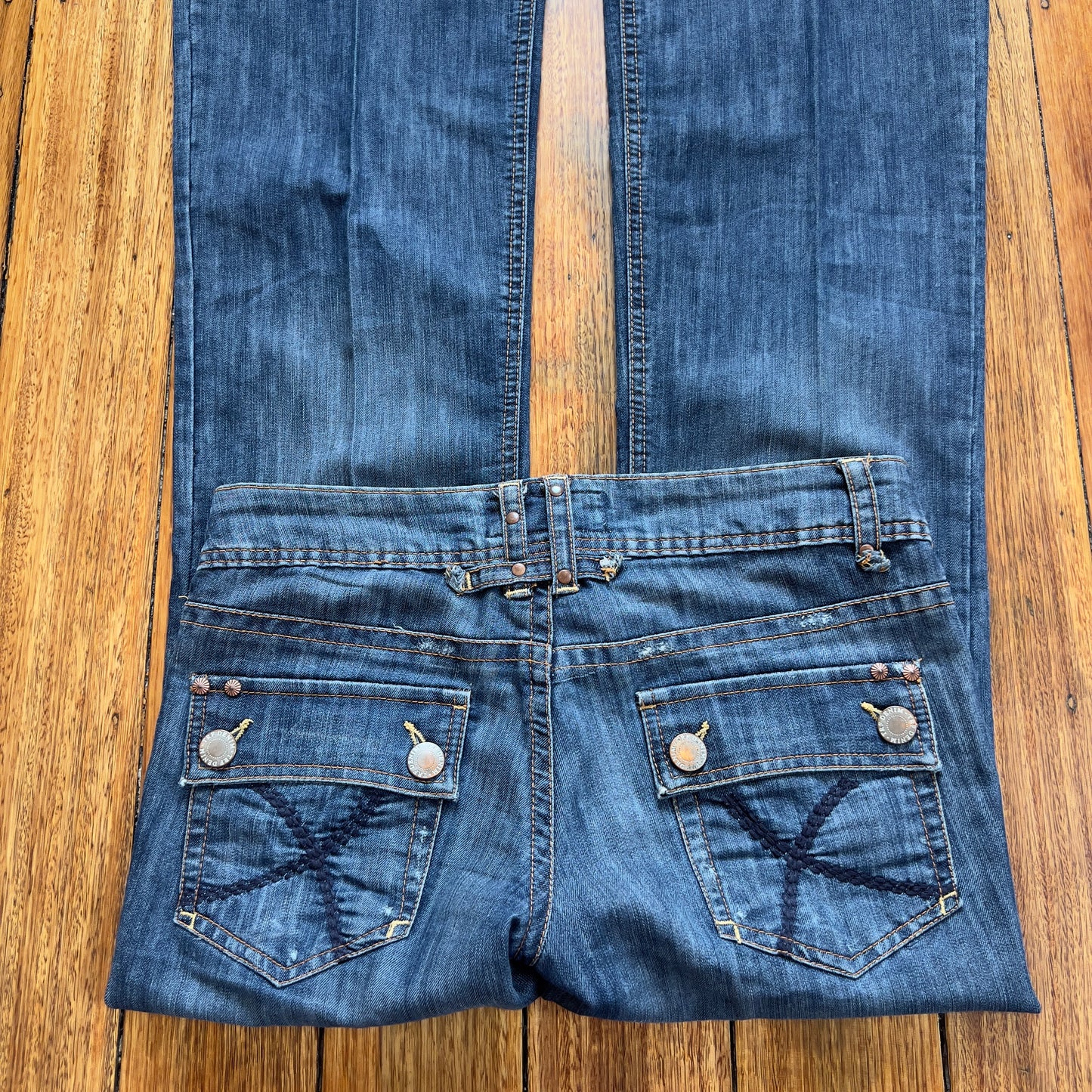 low rise flared jeans