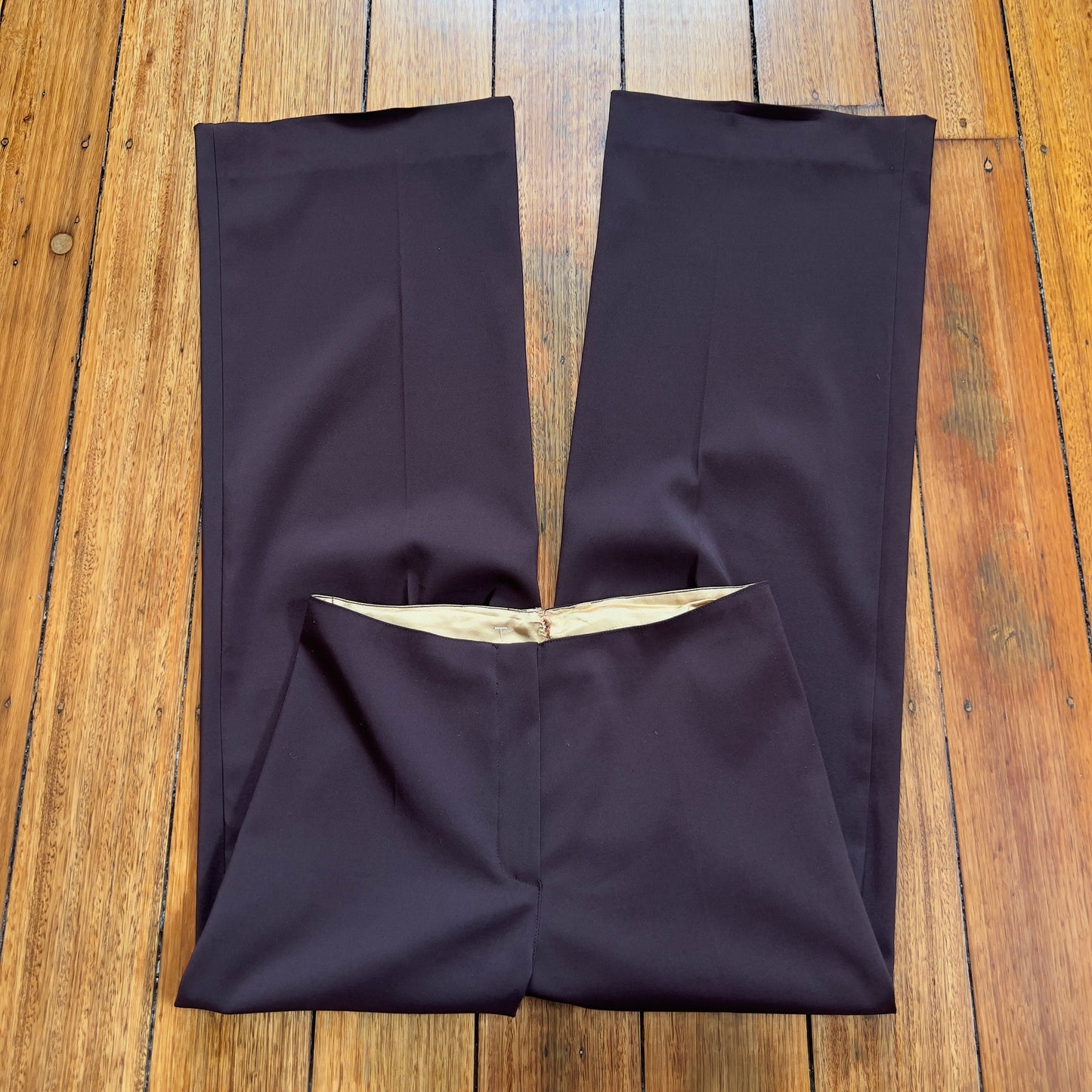 wide leg plum trousers