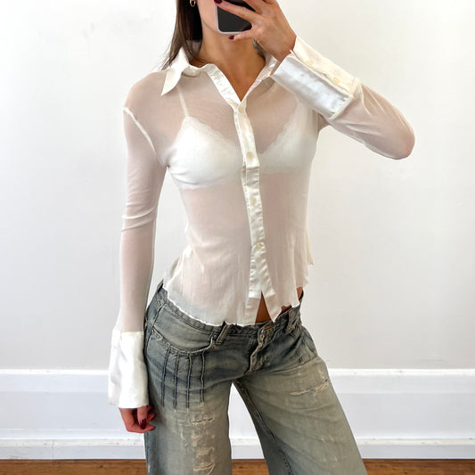 white sheer shirt