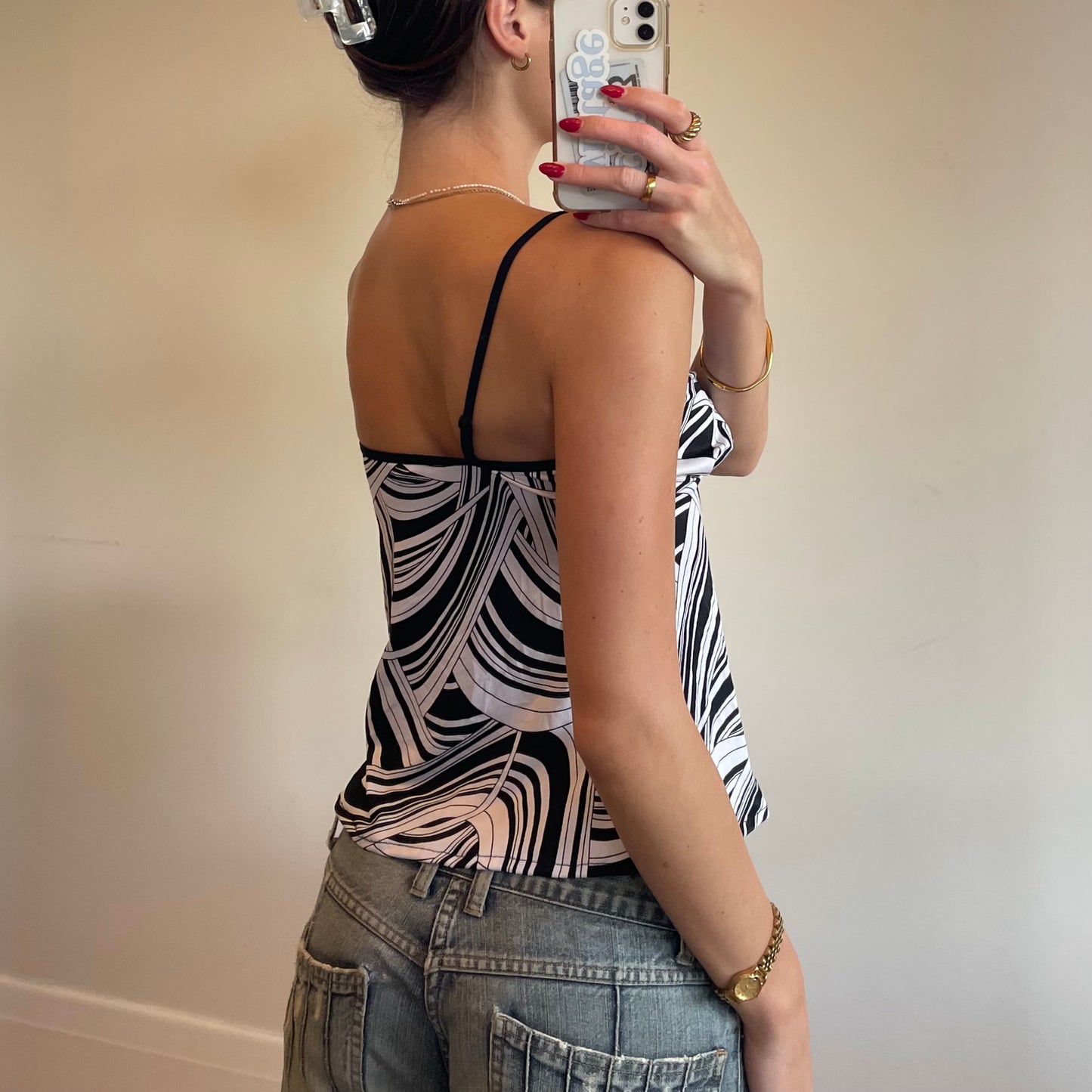 y2k swirly print cami