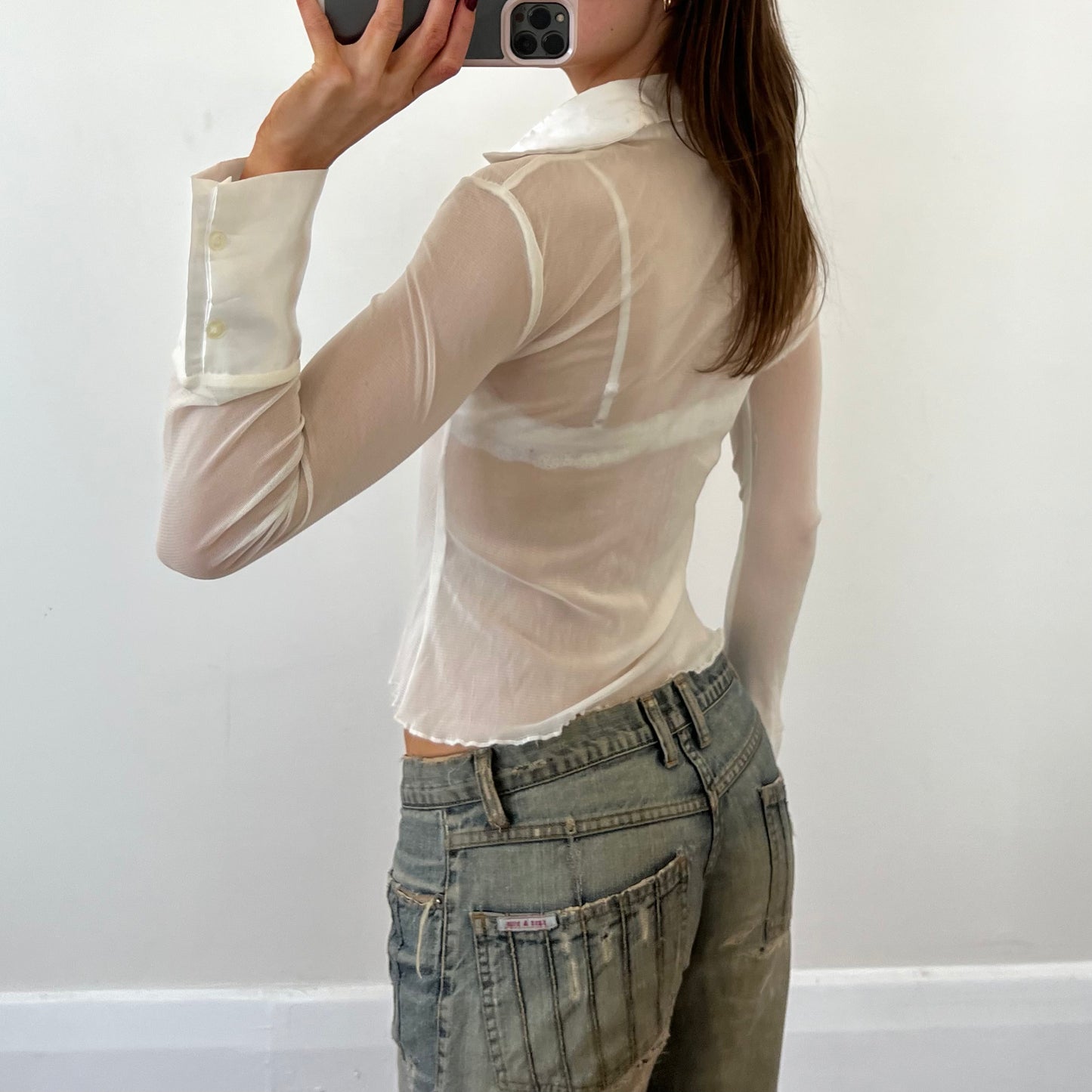 white sheer shirt