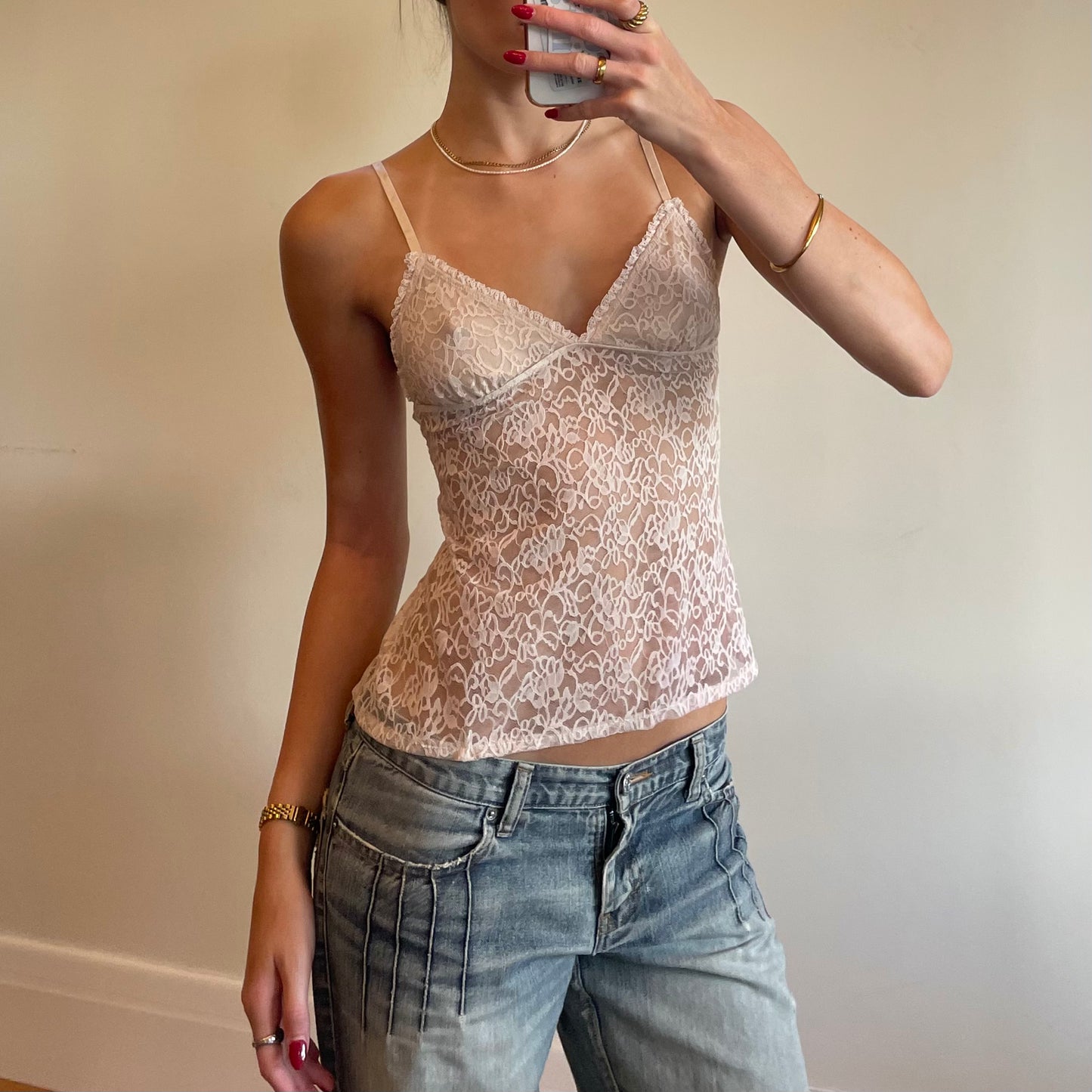 cream lace cami