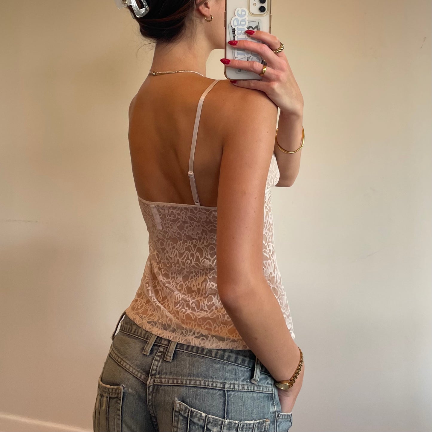 cream lace cami