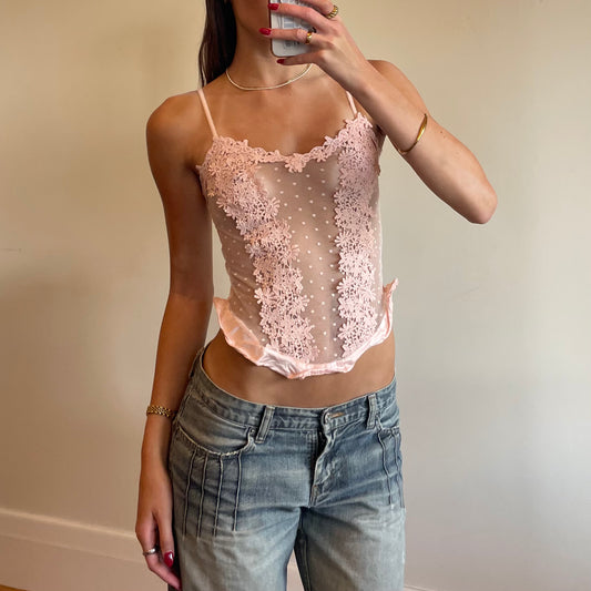 baby pink lace cami