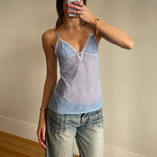 y2k blue mesh cami