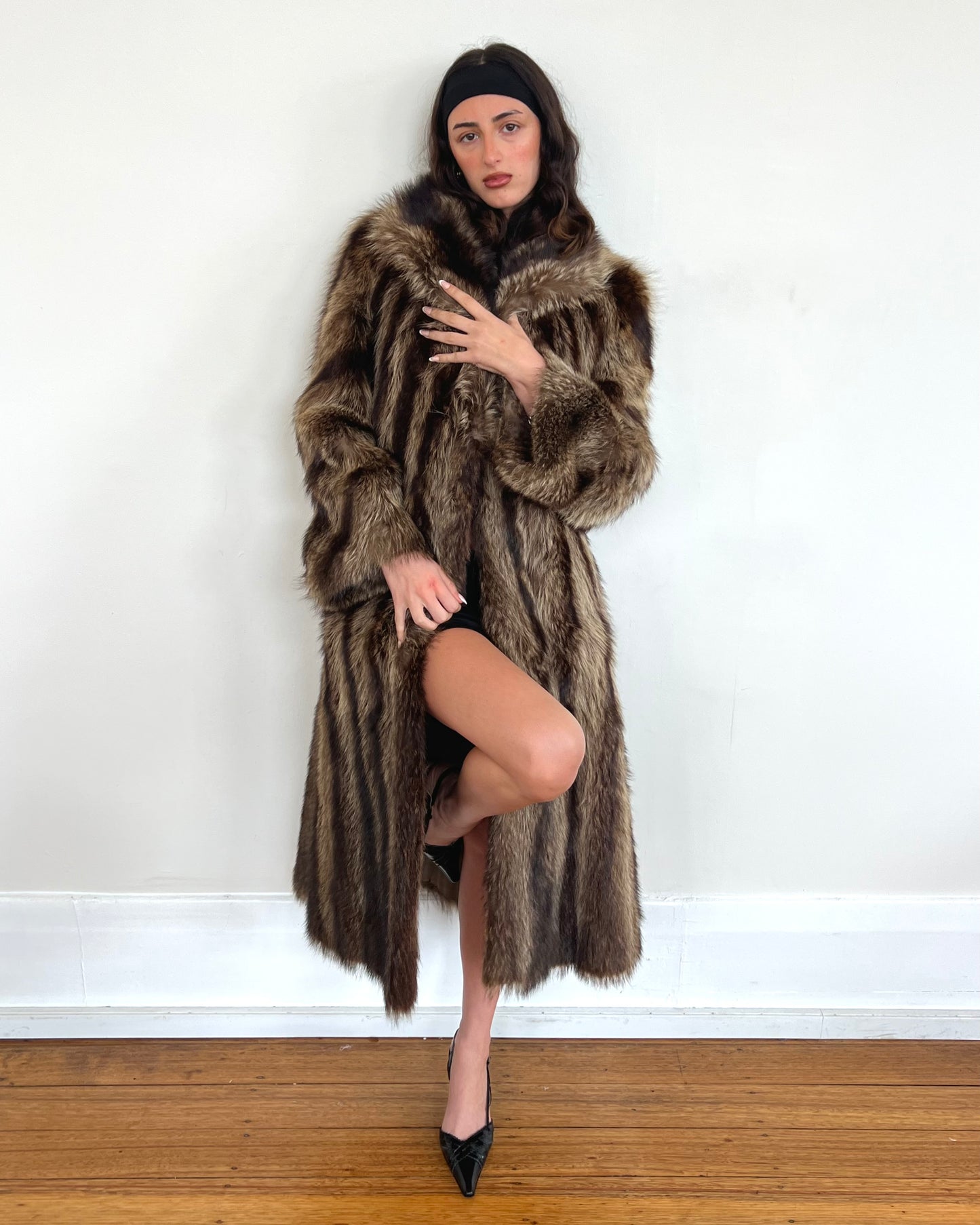 Italian genuine fur trench coat