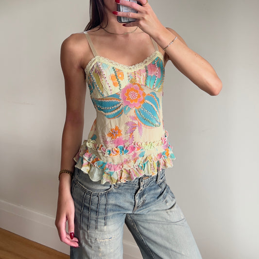floral silk beaded cami