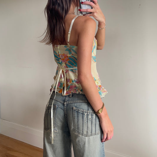 floral silk beaded cami