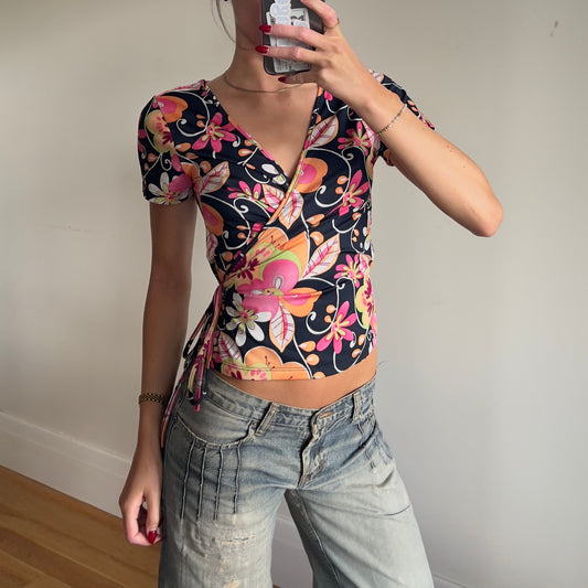 floral wrap top