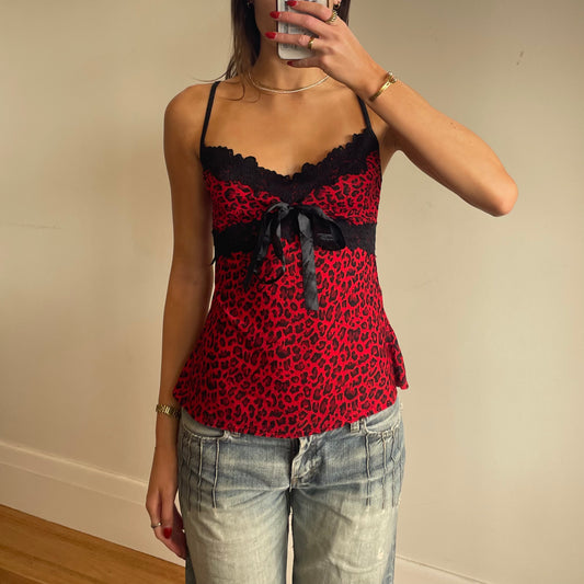 red/black leopard print cami