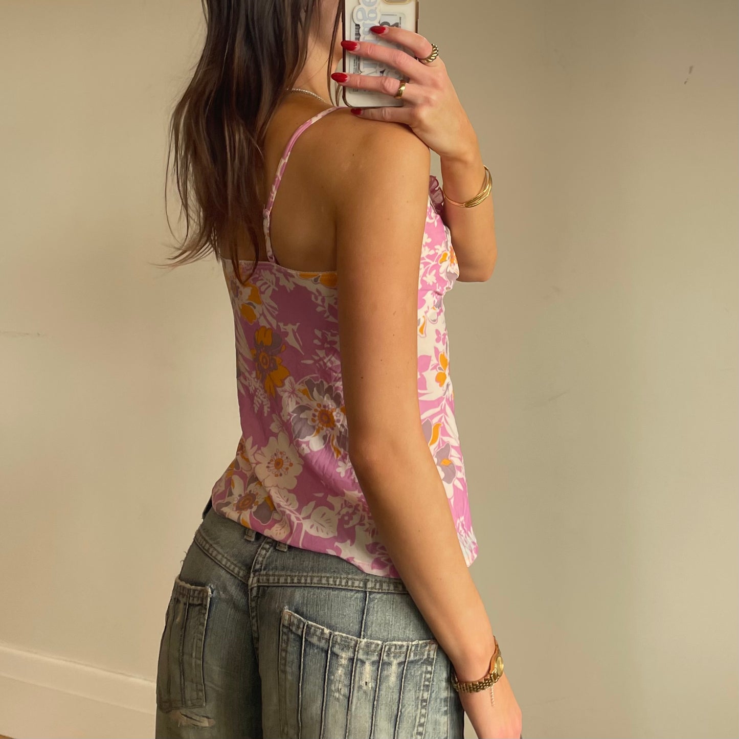 y2k floral print cami