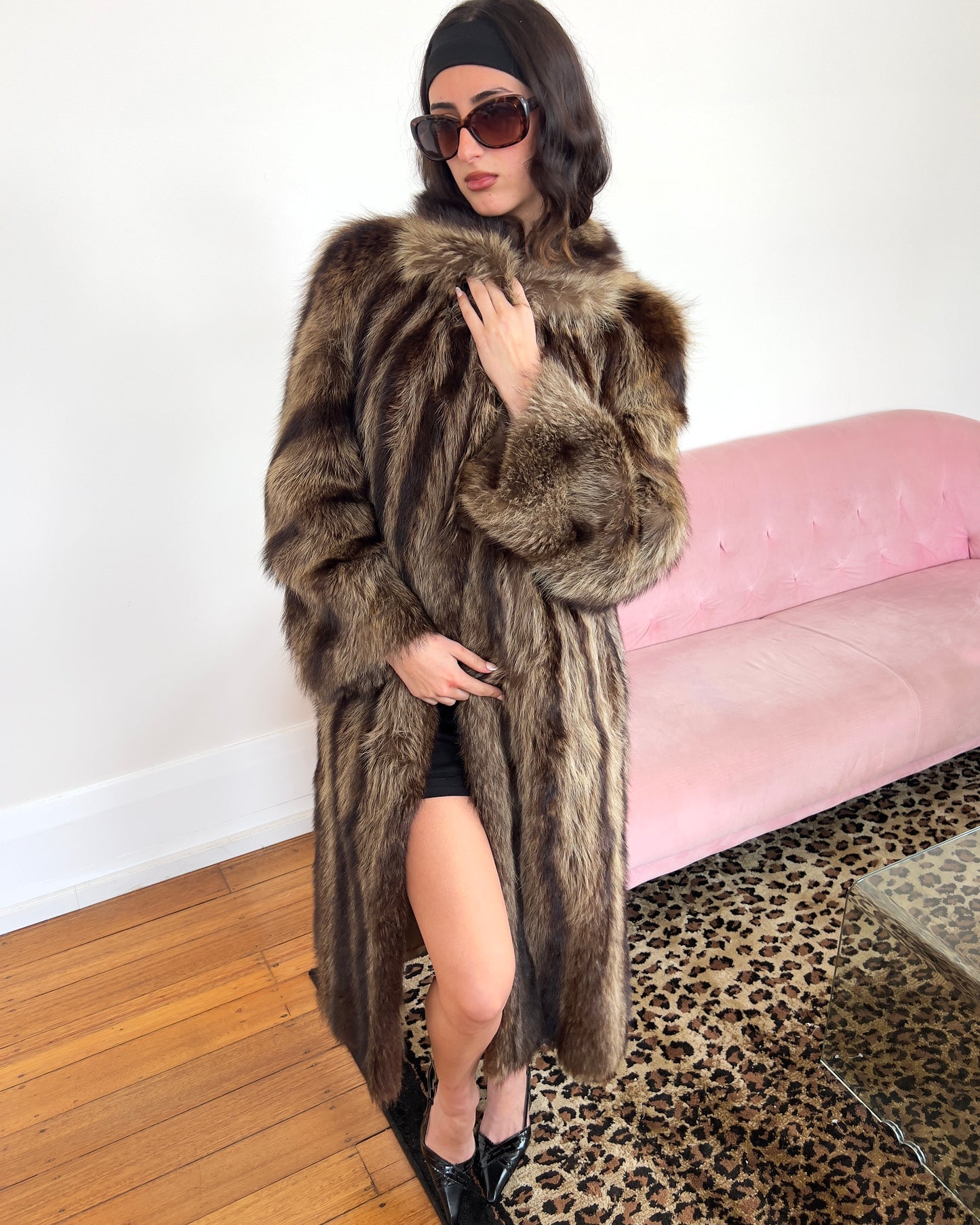 Italian genuine fur trench coat