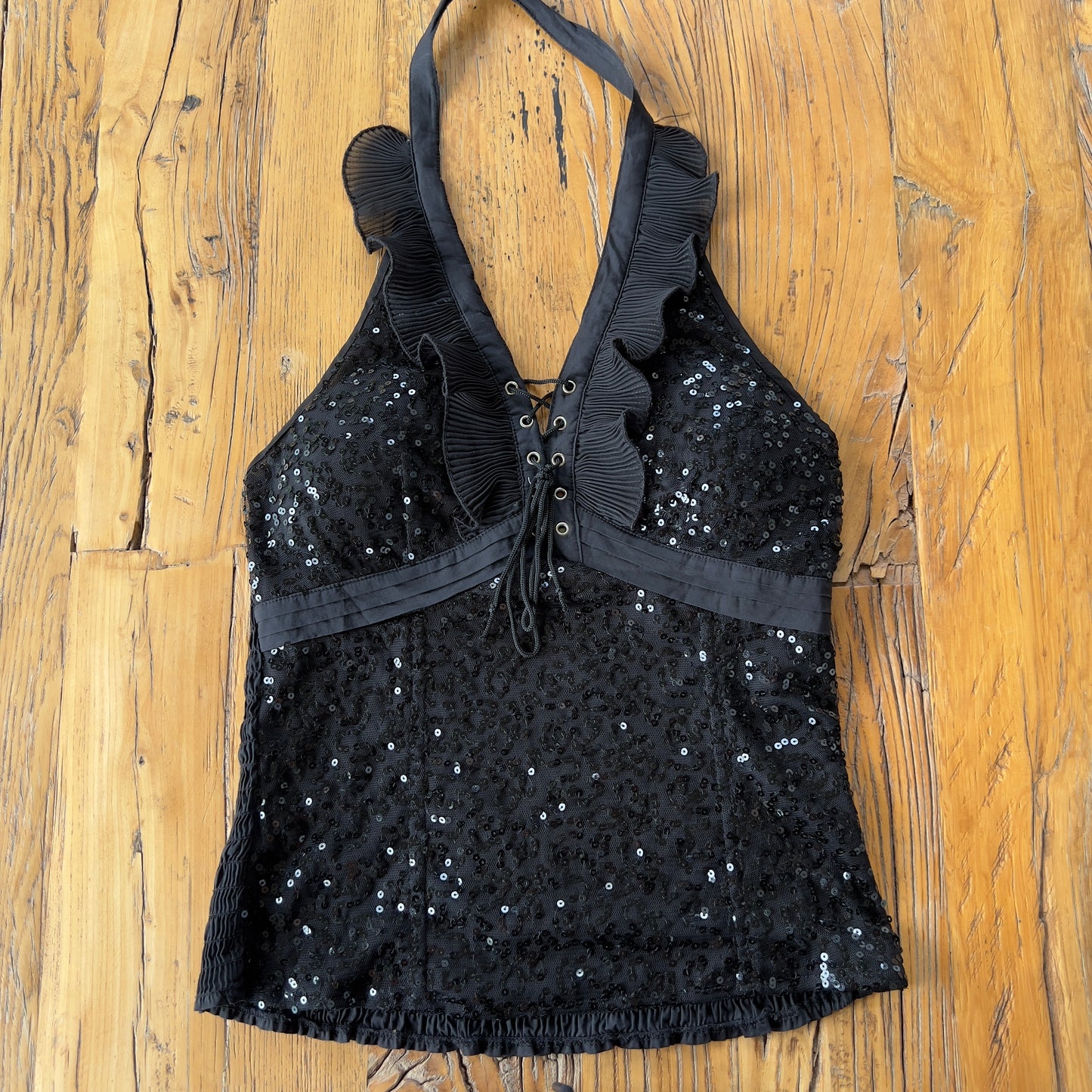 black sequin halter