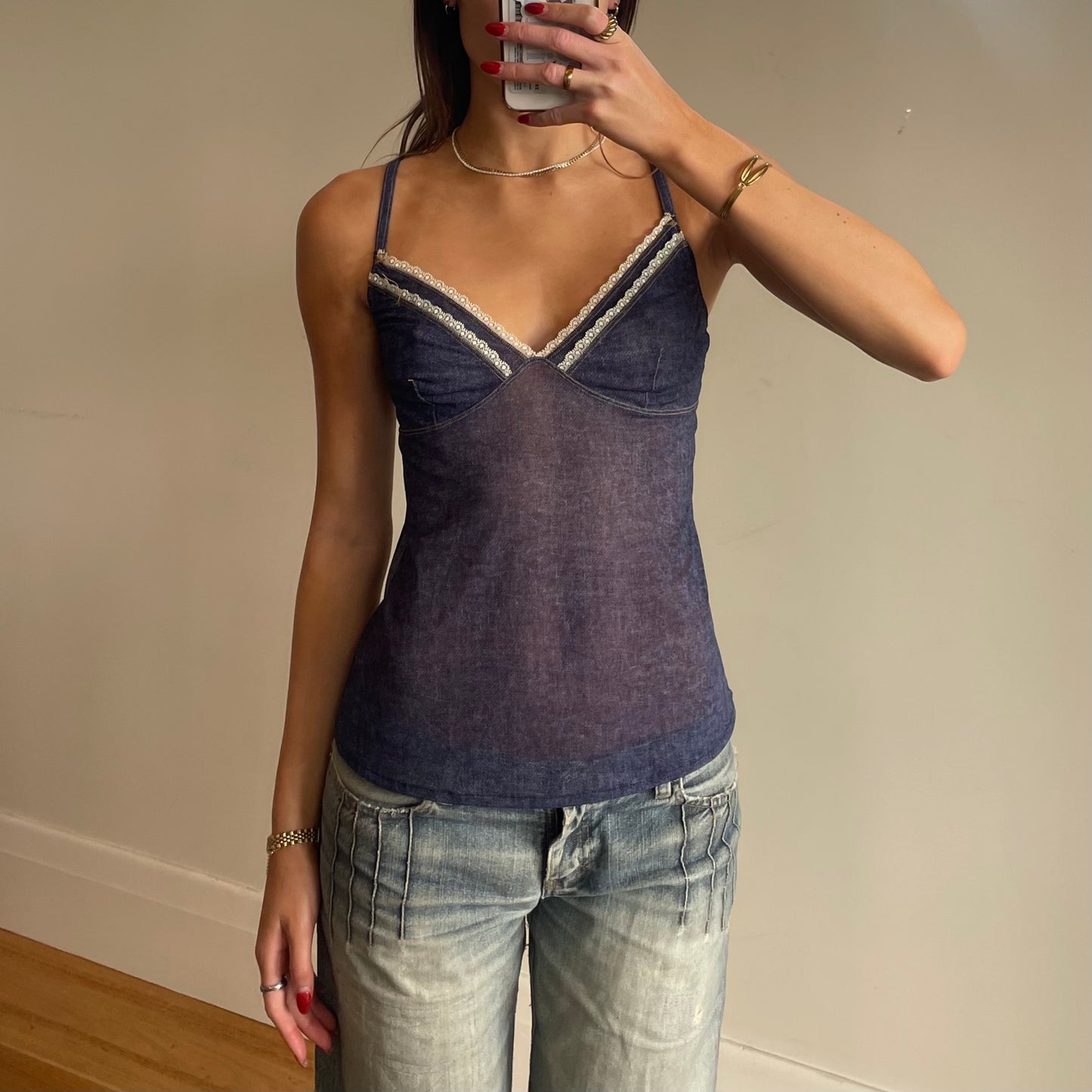 y2k denim look cami