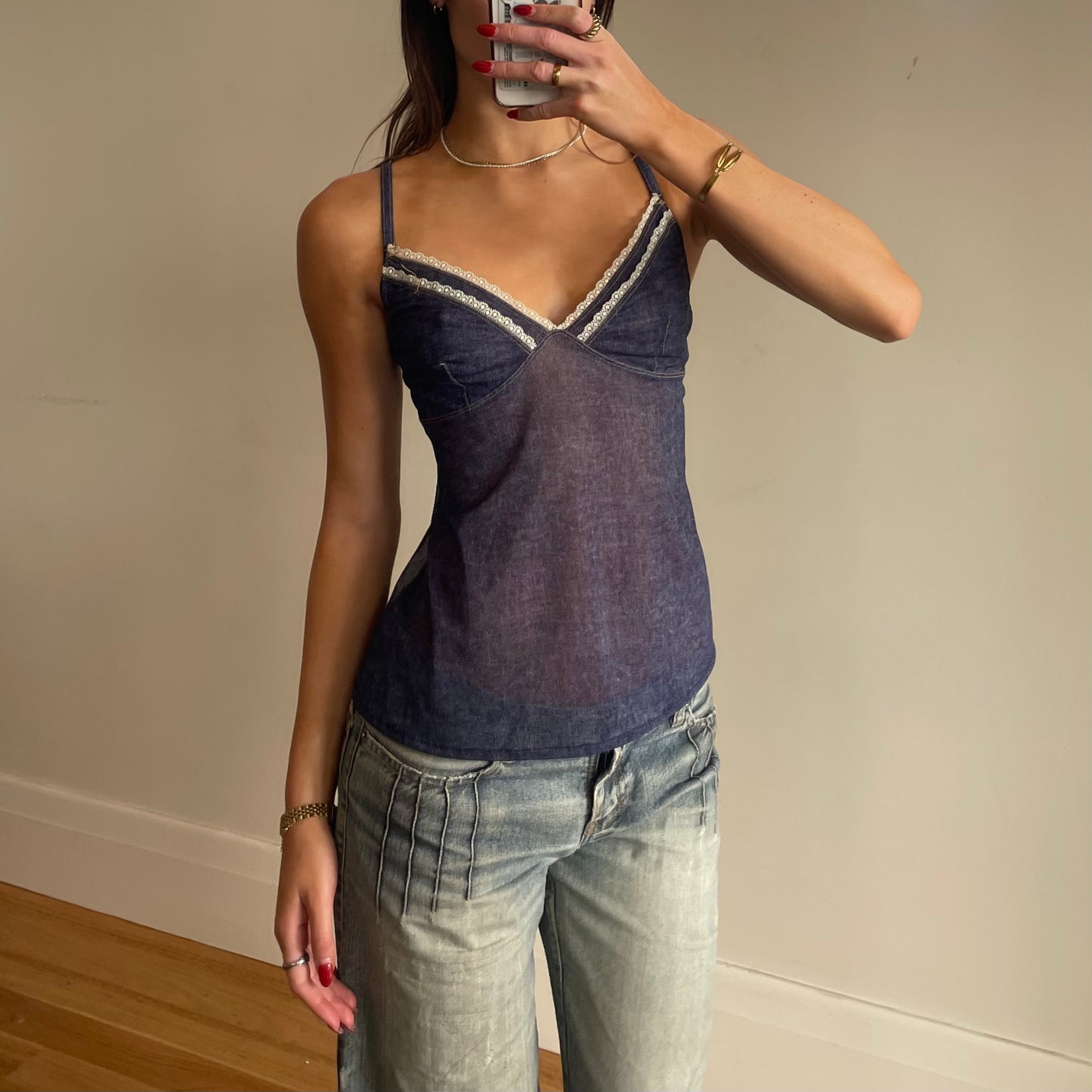 y2k denim look cami