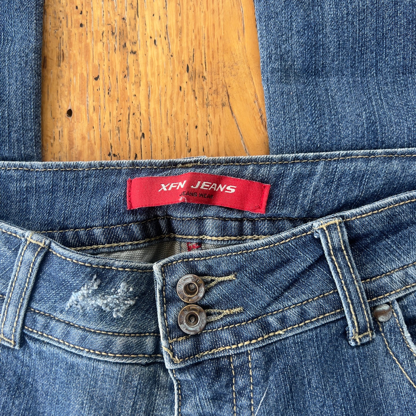 baggy bootcut denim jeans