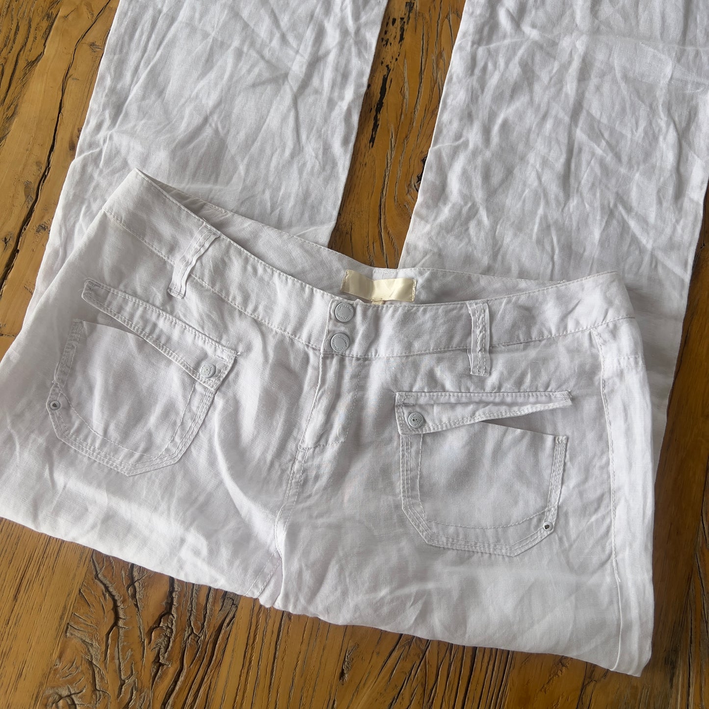 white linen pants