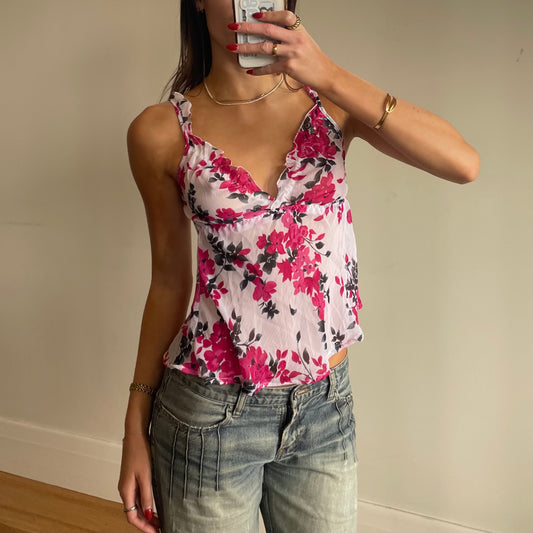 floral print mesh cami