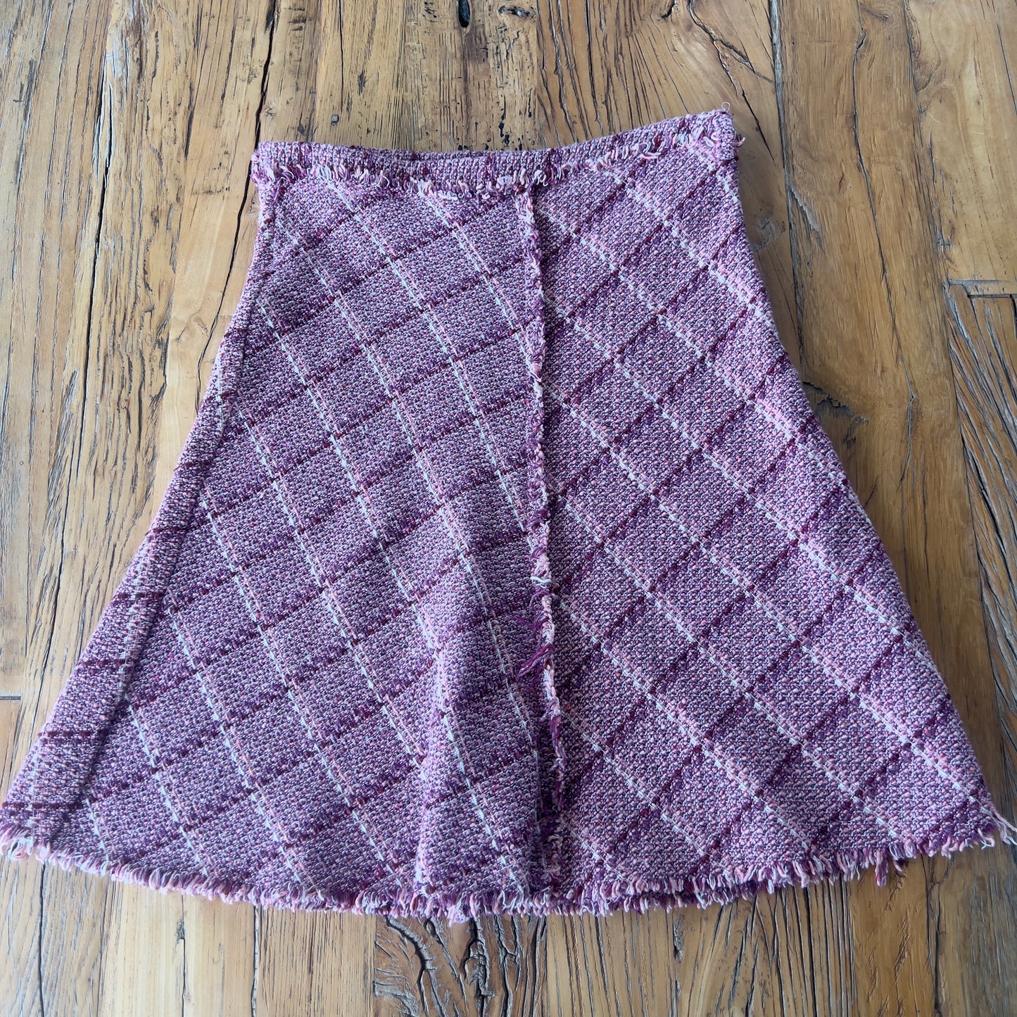 wool plaid midi skirt