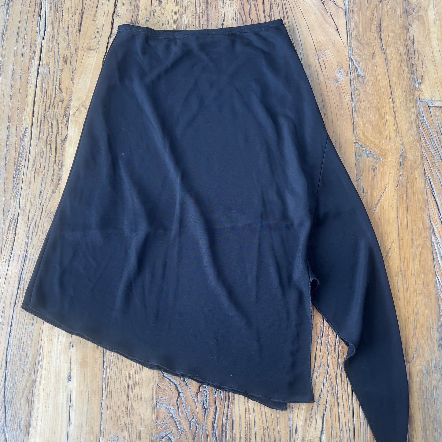 black asymmetrical midi skirt