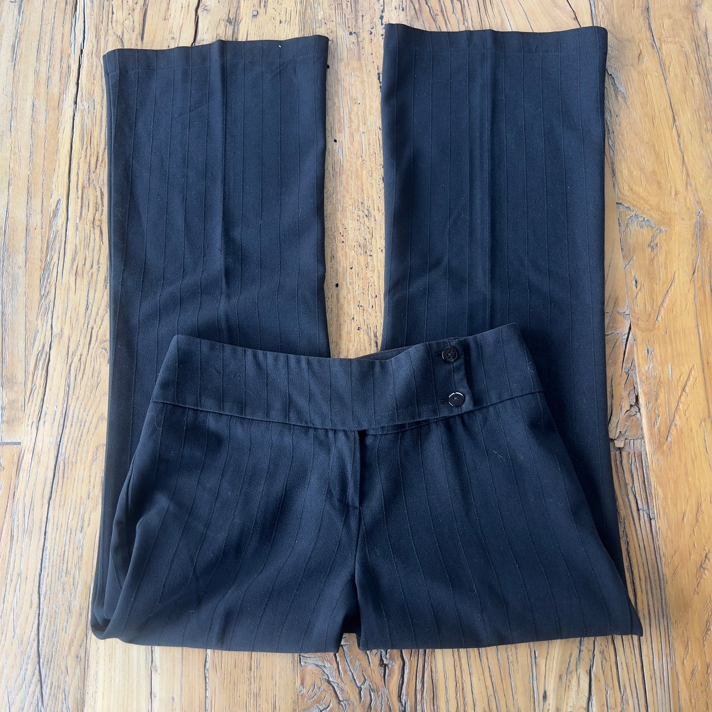 black pinstripe trousers