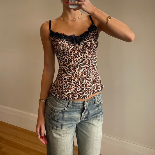 y2k leopard print cami