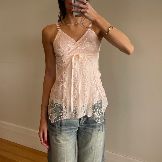 vintage pink lace cami