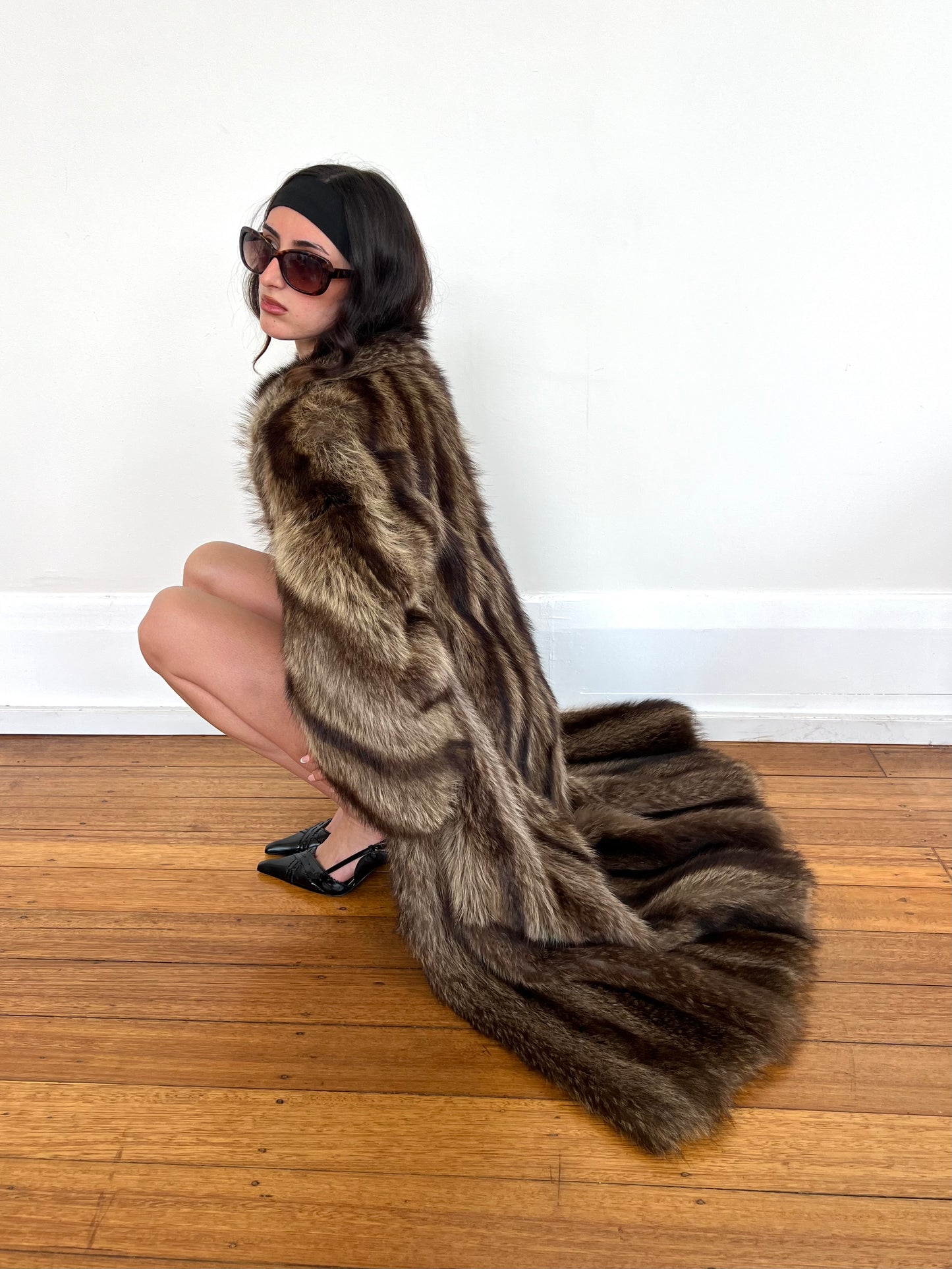 Italian genuine fur trench coat