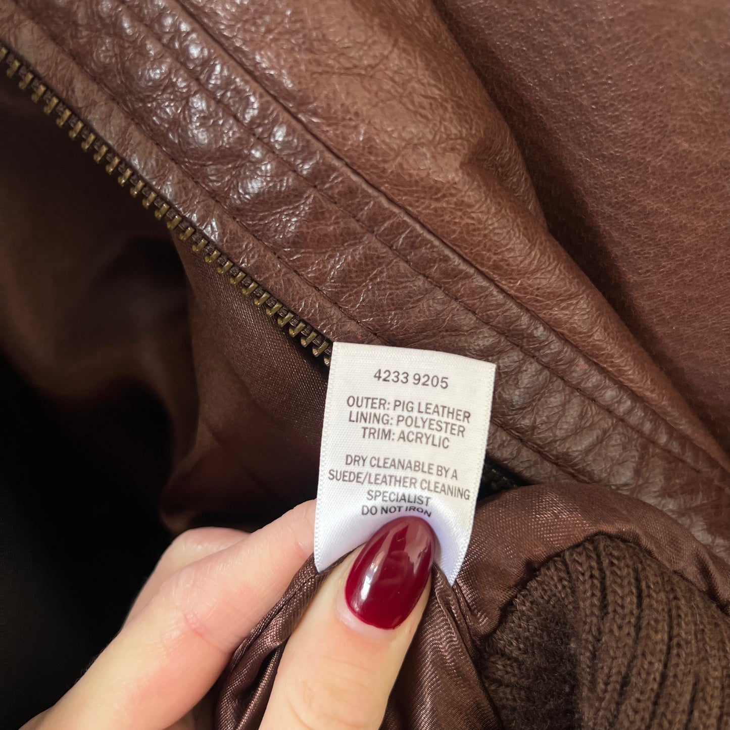 brown leather jacket