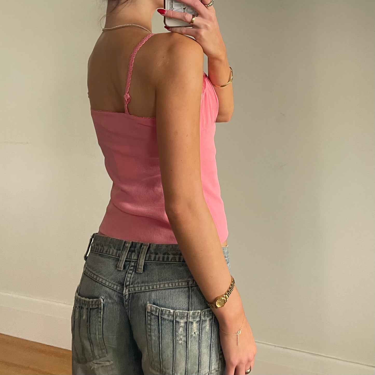 y2k peachy pink cami