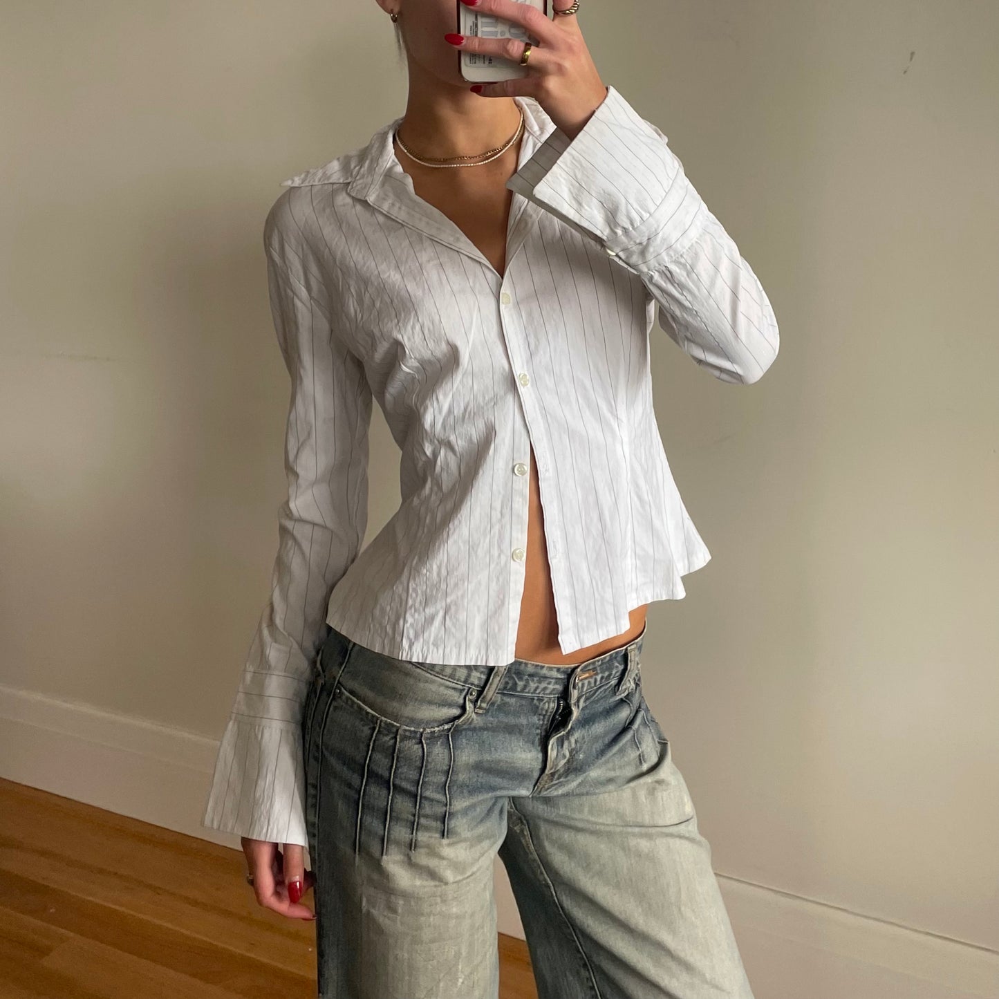 90s white button up shirt