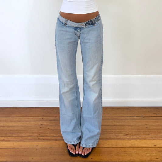 low rise light wash jeans